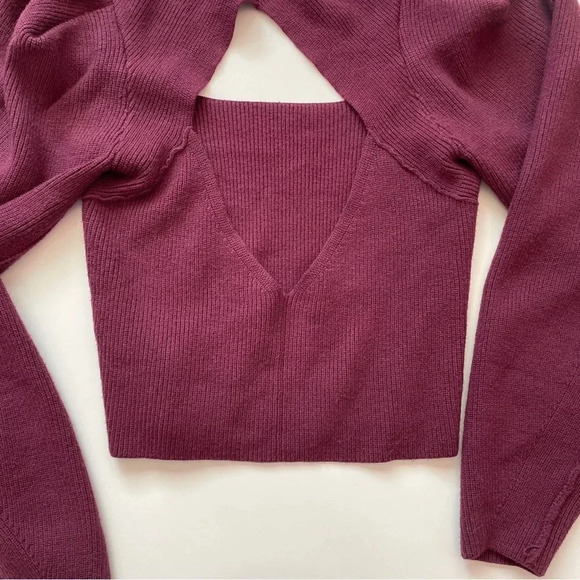 Free People Saffron Open Back Sweater Pomegranate Wine Women's Size XS - Picture 13 of 13